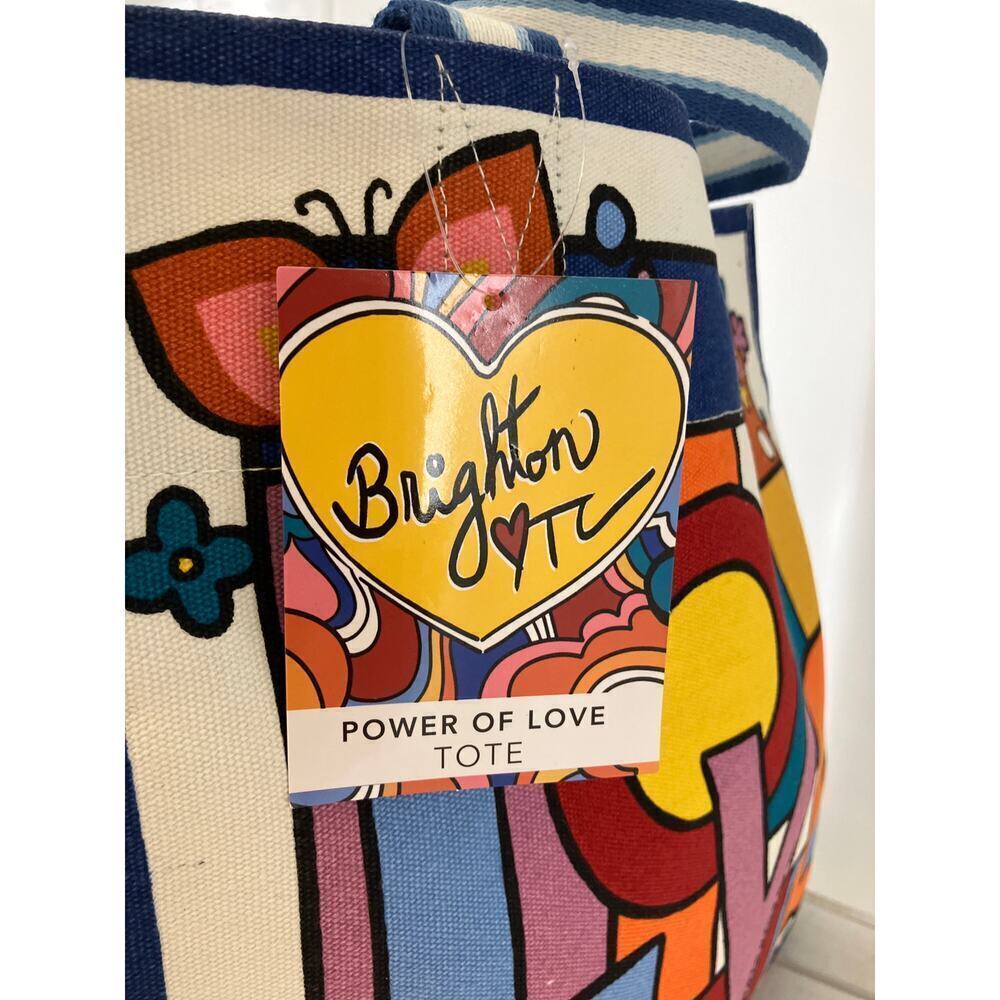 BRIGHTON NWT MULTI COLOR POWER OF LOVE CANVAS TOTE BAG - Picture 2 of 13